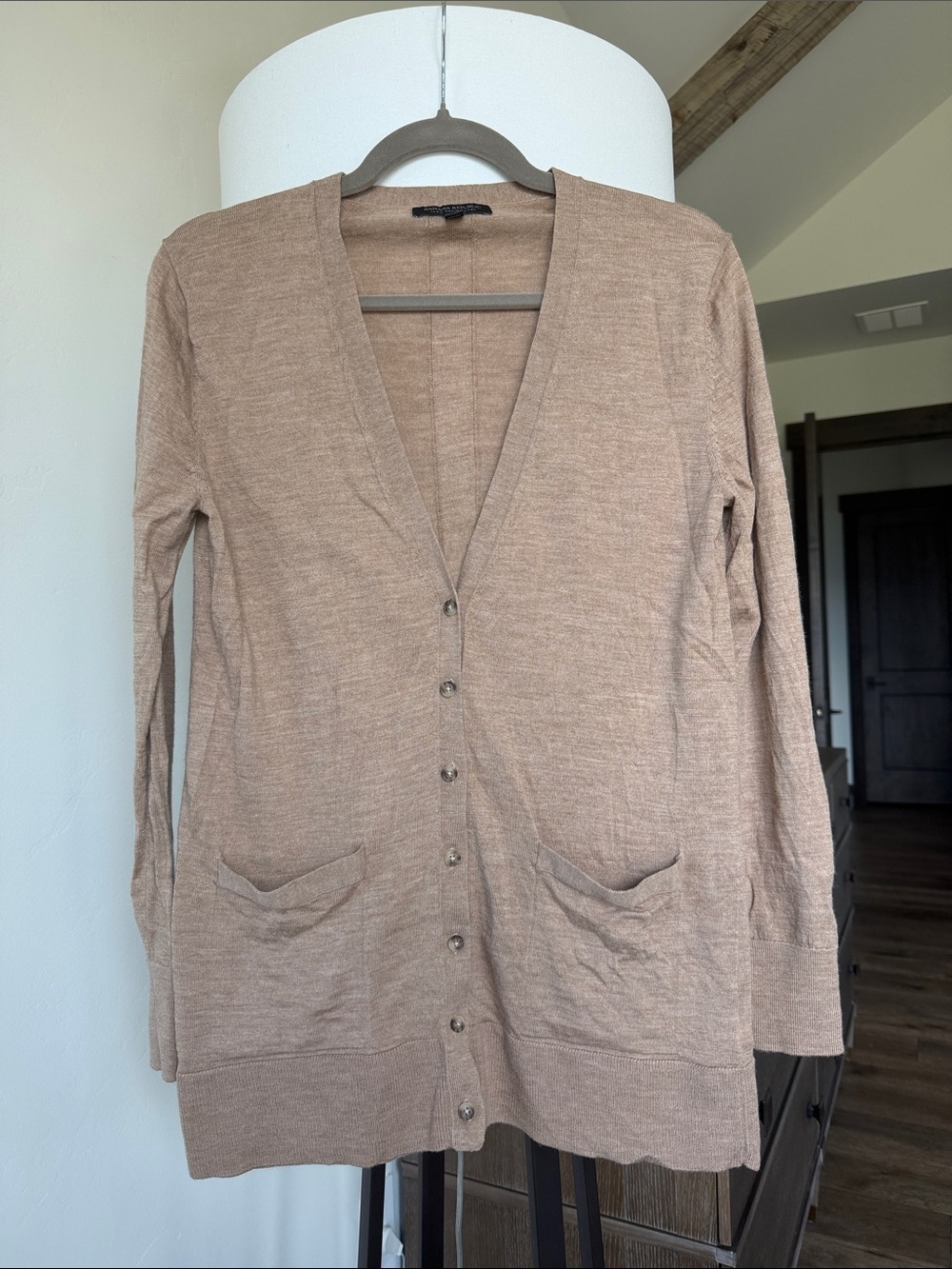 Banana Republic camel v-neck cardigan merino wool sweater - size S